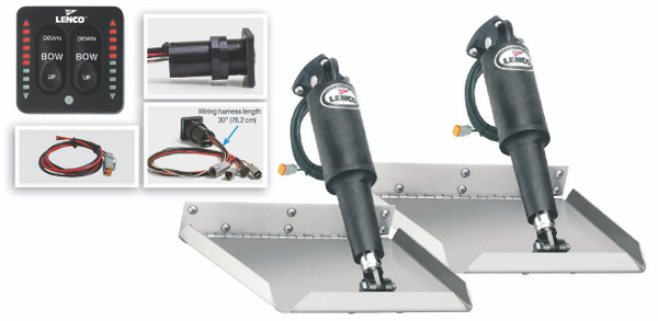 Lenco 12inx12in Edge Mount Trim Tab Kit 12v With Led Integrated Switch