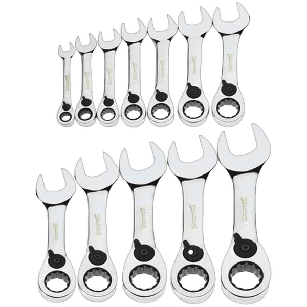 Williams Metric Stubby Reversible Ratcheting Combination Wrench Set 12-point (12 Piece)