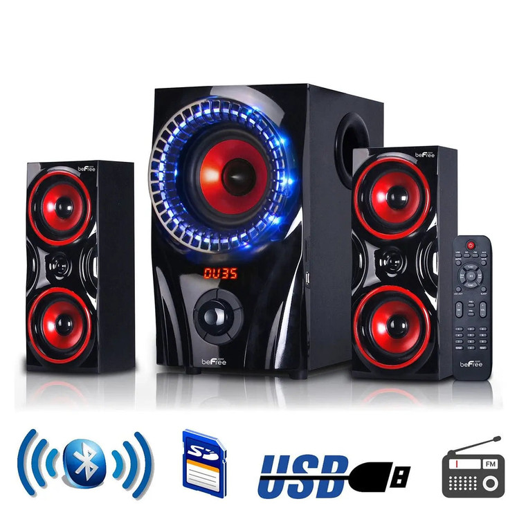 beFree Sound System 2.1 Channel Bluetooth Surround Sound Speaker System in Red BEFREE SOUND