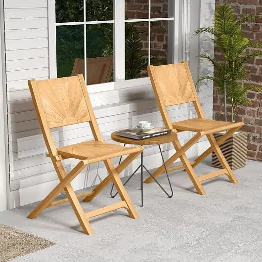 2 Pieces Folding Patio Chairs with Inclined Backrest - Cool Brand Designs