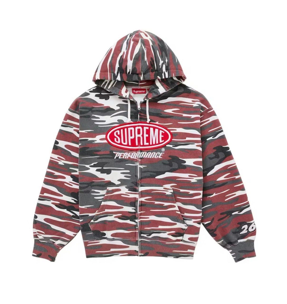 トップス Supreme Performance Zip Up Hooded Supreme Performance Zip Up Hooded Sweatshirt Red Camo - Pure 10
