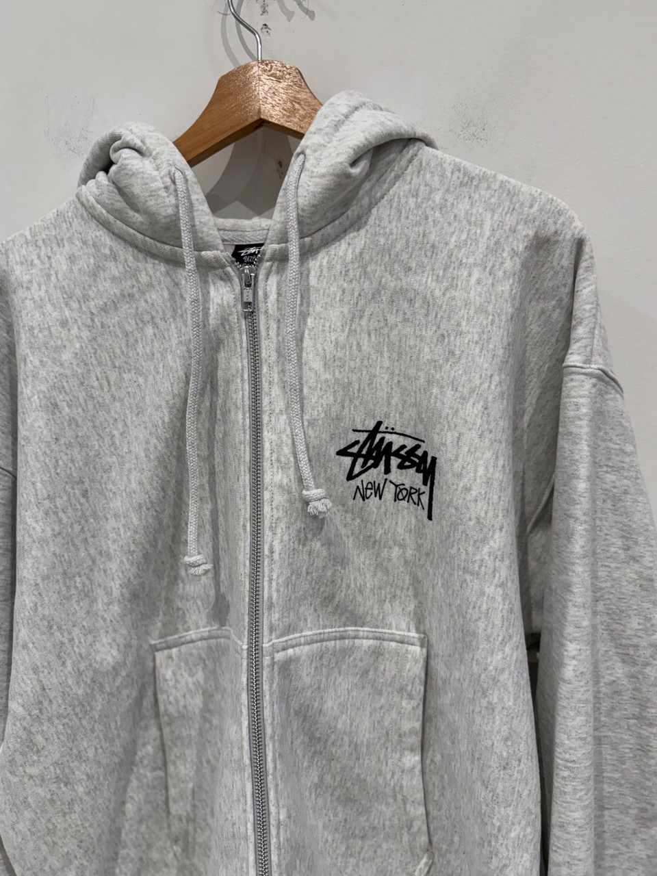 Stussy New York Zip Up Hoodie Grey - Pure 10