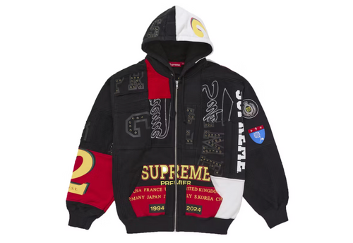Supreme Patchwork Zip Up Hooded Sweatshirt (SS25) Black