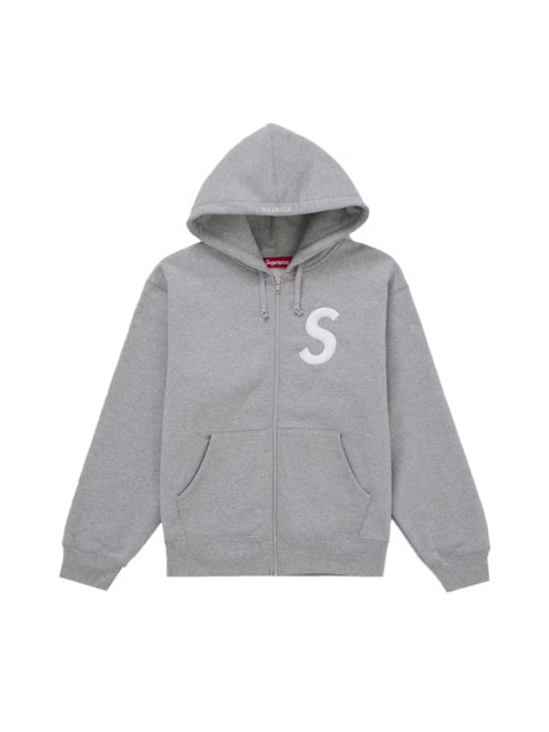 Supreme S Logo Zip Up Hoodie Heather Grey