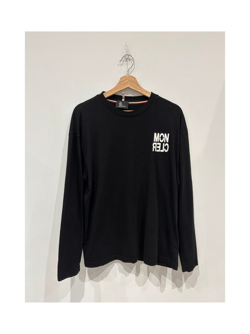 Moncler Grenoble Logo Print Cotton Long Sleeve Black (Pre-Owned)
