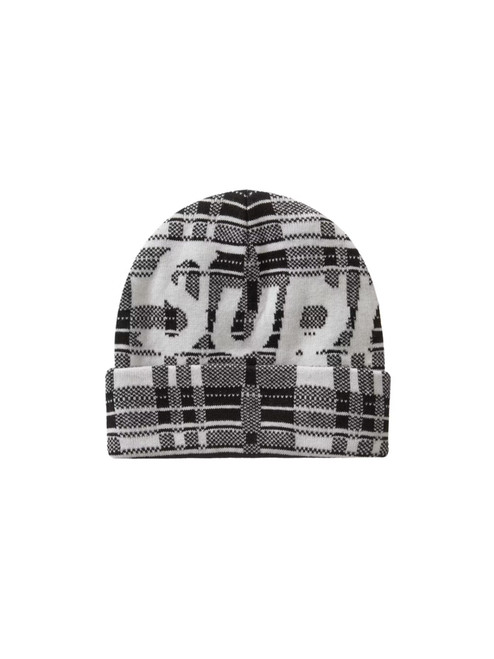 Supreme Big Logo Beanie (FW23) White Plaid