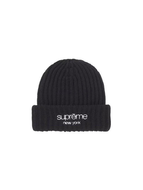 Supreme Chunky Rip Classic Logo Beanie Black