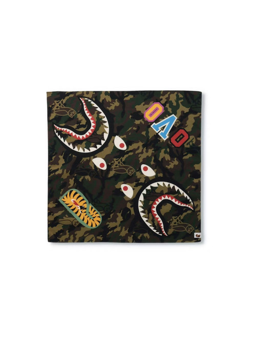 BAPE x OVO Woodland Camo Shark Bandana Green