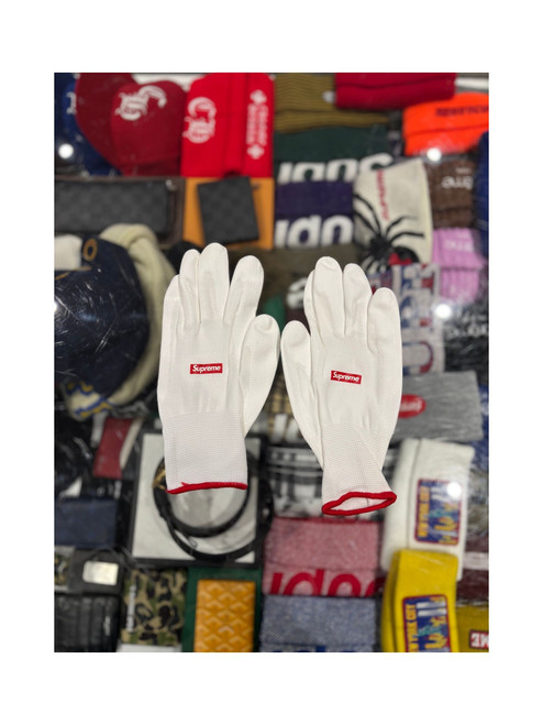 Supreme Rubberized Gloves White/Red