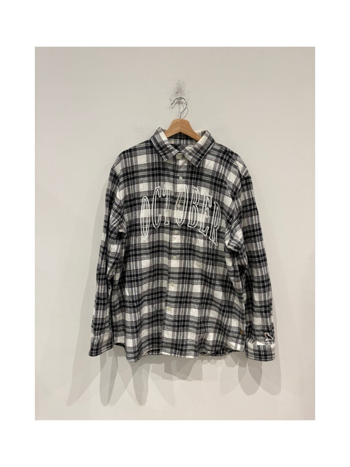OVO October Flannel Button Down Shirt White/Black (Pre-Owned)