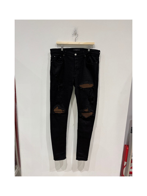 Amiri MX1 Bandana Brown Patches Jeans Black (Pre-Owned)