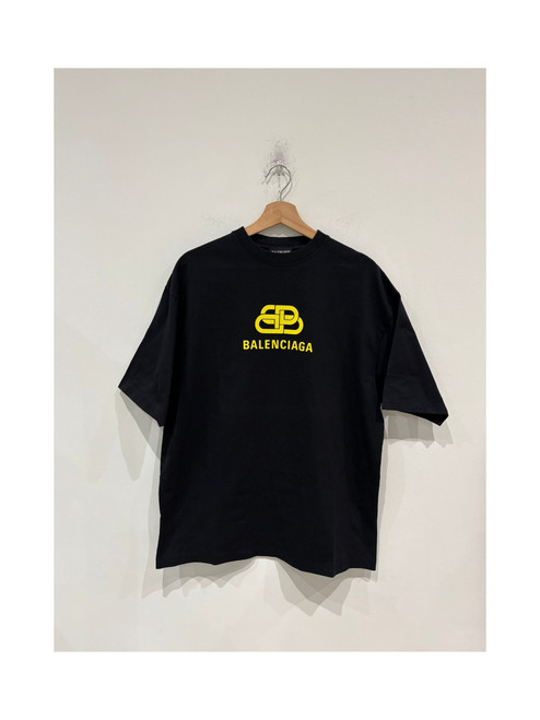 Balenciaga Classic Logo Lock Print Tee Black/Yellow (Pre-Owned)