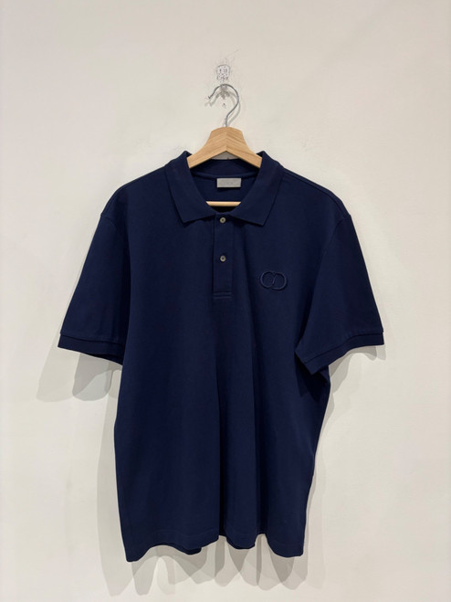 Dior CD Icon Polo Shirt Navy Blue Cotton Pique (Pre-Owned)