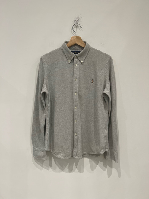 Polo Ralph Lauren Gray Knit Oxford Flesh Pony Embroidered Long Sleeve