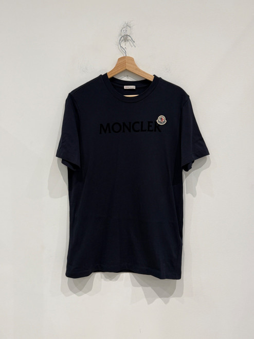 Moncler Flocked Logo Cotton Shirt Navy (Pre-Owned)
