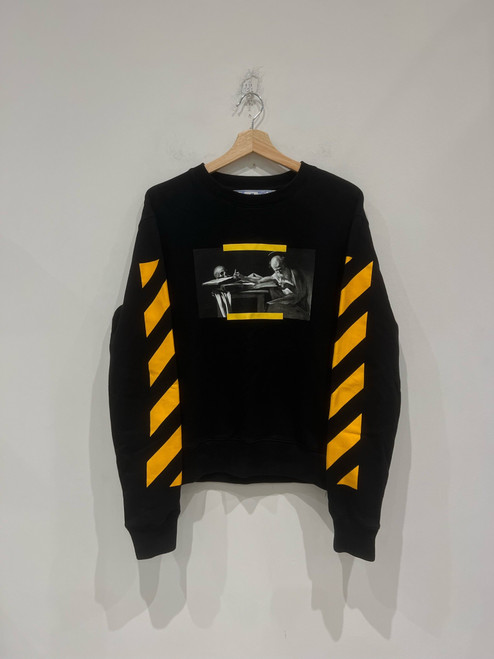 OFF-WHITE Caravaggio Jerome Writing Print Sweatshirt Black Yellow (Pre-Owned)