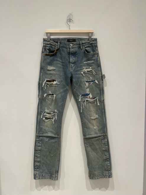 Amiri Clay Indigo Plaid Carpenter Jeans (Pre-Owned)