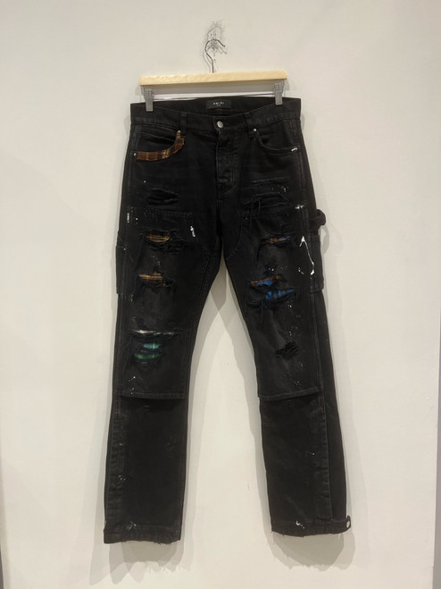 Amiri Plaid Carpenter Jeans Aged Black (Pre-Owned)