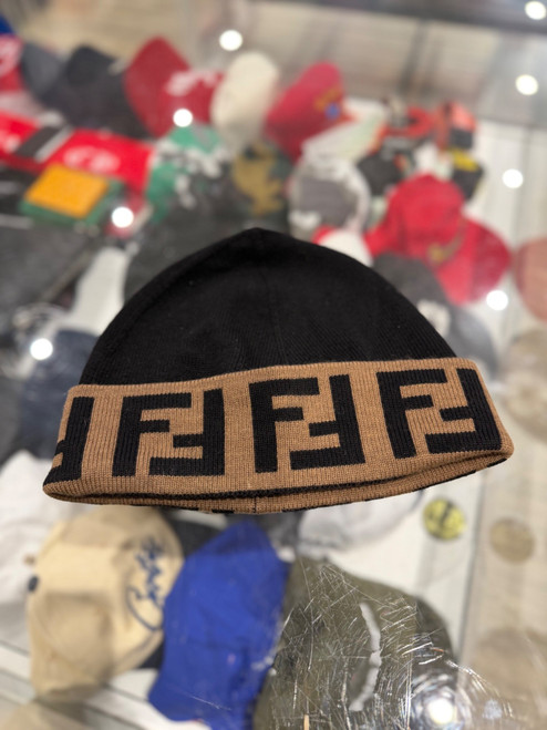 Fendi Logo Jacquard Wool Beanie Black (Pre-Owned)