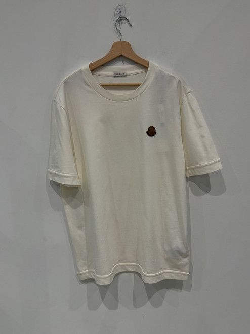 Moncler Double Leather Logo Cotton T-shirt White