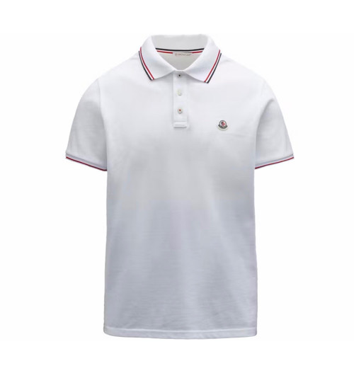 Moncler Logo-Appliqued Striped Cotton-Pique Polo Shirt White