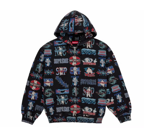 Supreme Flash Zip Up Hooded Sweatshirt Black
