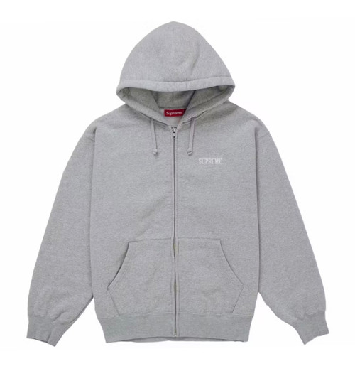 Supreme Blessed Applique Zip Up Hooded Sweatshirt Heather Grey