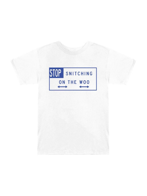 Pop Smoke x Vlone Stop Snitching T-shirt White/Blue