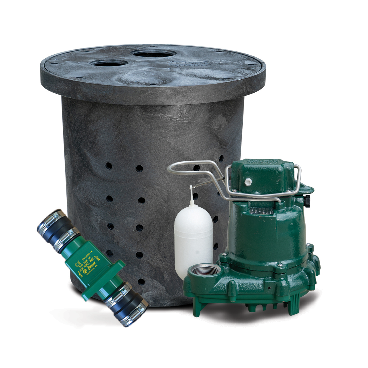 Sump Pump Package with Zoeller Model 53 Sump Pump, Check Valve, and Basin with lid
