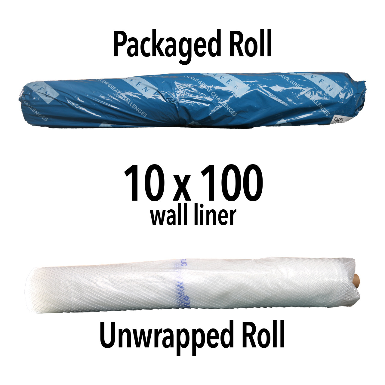 Packaging pictures for the wall vapor barrier, 10 foot by 100 foot