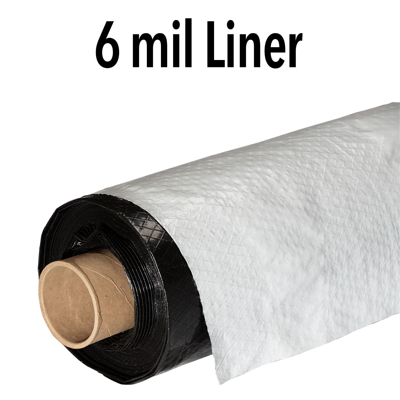 Crawl Space Vapor Barrier that is 6 mil thick, reinforced and Black and White