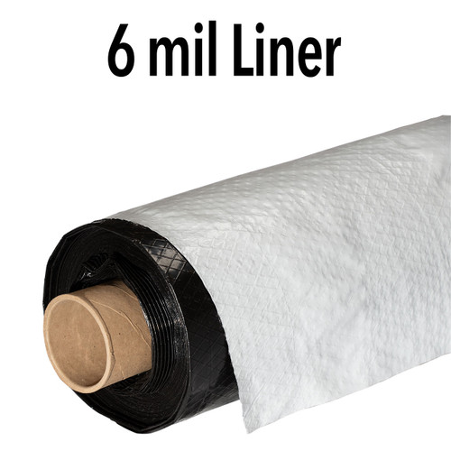 Crawl Space Vapor Barrier that is 6 mil thick, reinforced and Black and White