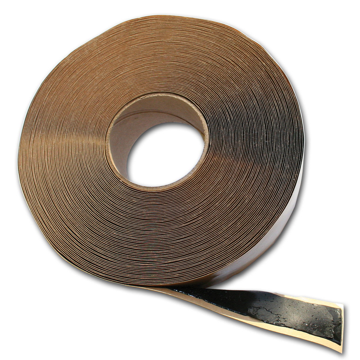 Roll detail photograph of double sided extra tacky crawl space closing tape.