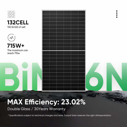 Sunpal All-Black Mono Solar Panels 400W–700W – Half-Cell Photovoltaic Modules for Solar Systems (USA Stock)