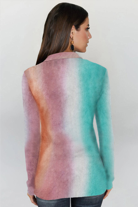 Tie-dye Print Zipper Pullover Top