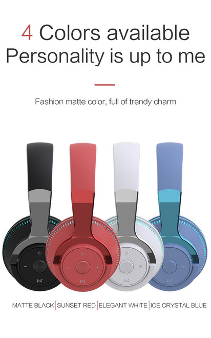 Foldable Wireless LED Headphones Bluetooth Earphones Over-Ear Stereo for Gaming & Music