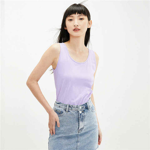 Women’s Stretch Cotton Tank Top – Slim Fit Scoop Neck Seamless Layering Tee