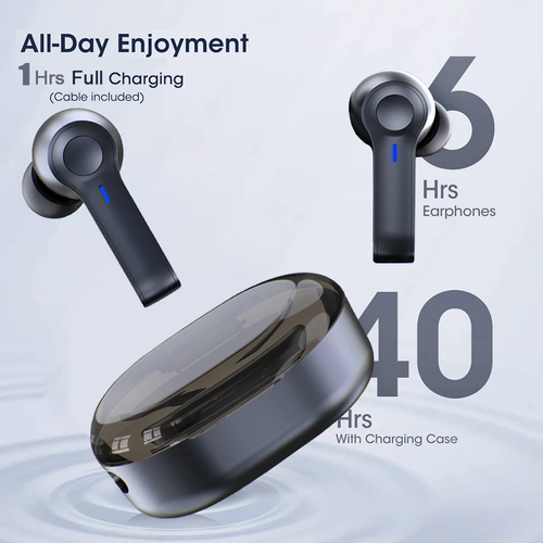 SonicView TWS Wireless Bluetooth 5.0 Earbuds with LED Display, Noise Cancelling, Deep Bass, Touch Control, for iPhone & Android