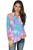 Tie-dye Print Zipper Pullover Top