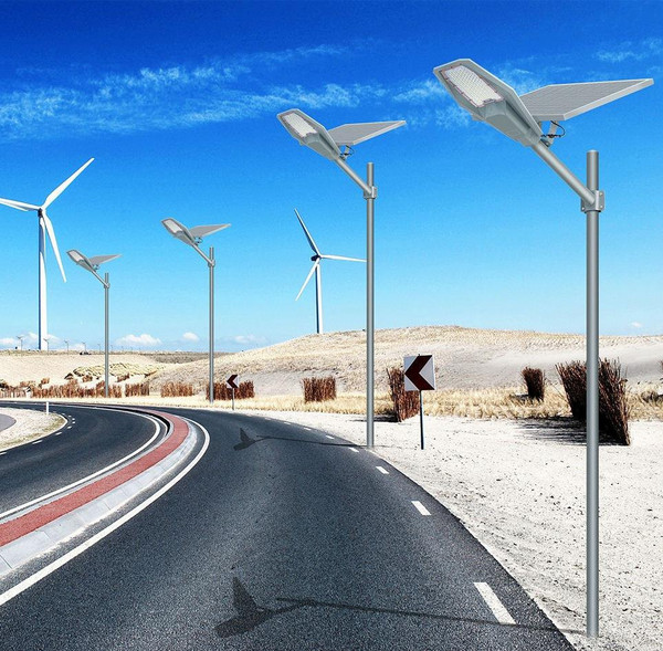 Renewable 90W Solar + Wind Powered LED Street Lamp with Wind Turbine for Highway & Garden