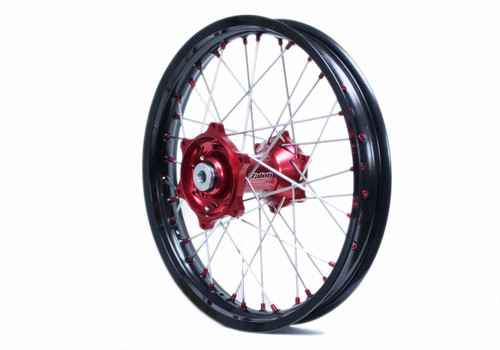 Dubya Wheel Set, 125 RR, Red Hub, Black Rim, Red Nips