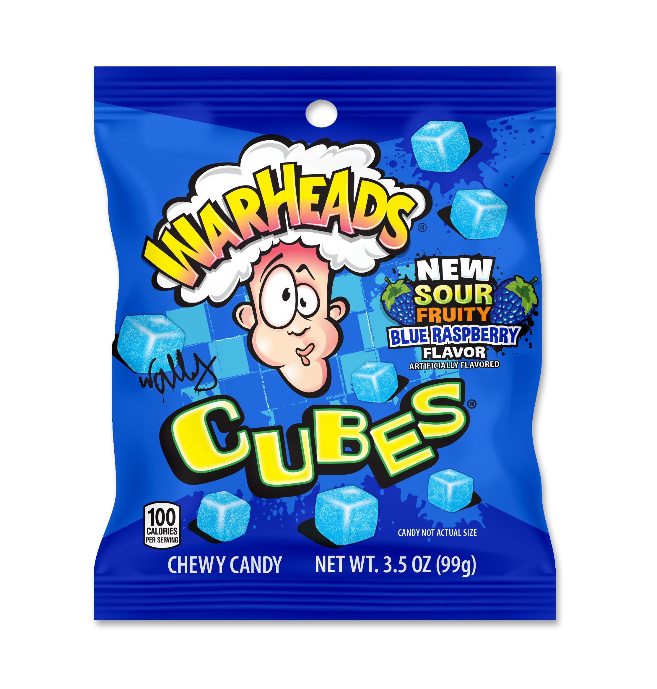 Warhead Blue Raspberry Cubes Shop Products - Candy - Peg Bags - Sun Wholesale, Inc.