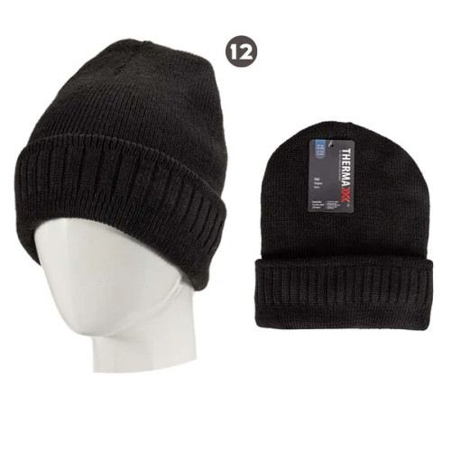 Thermaxxx #10040 Mens Hat w/ Fur Lining Black 12 ct