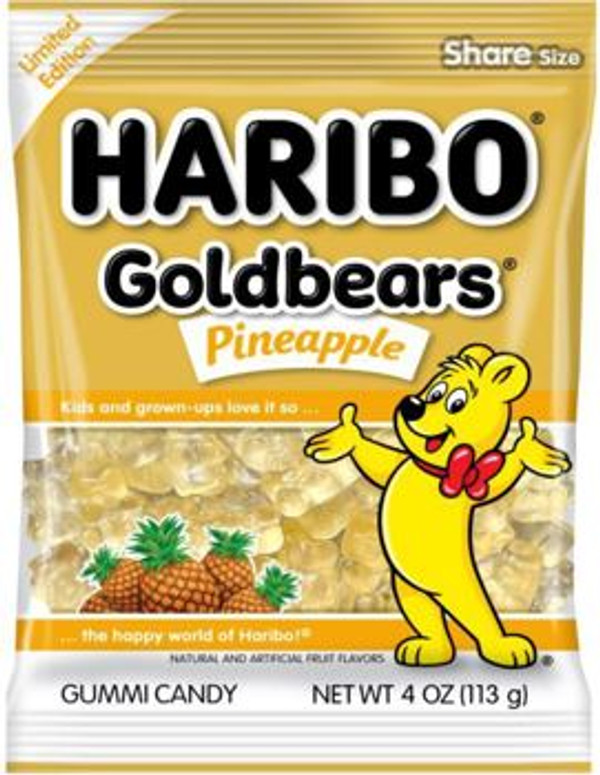 Haribo Peg Bag - Pineapple Gold Bears 12/4 oz