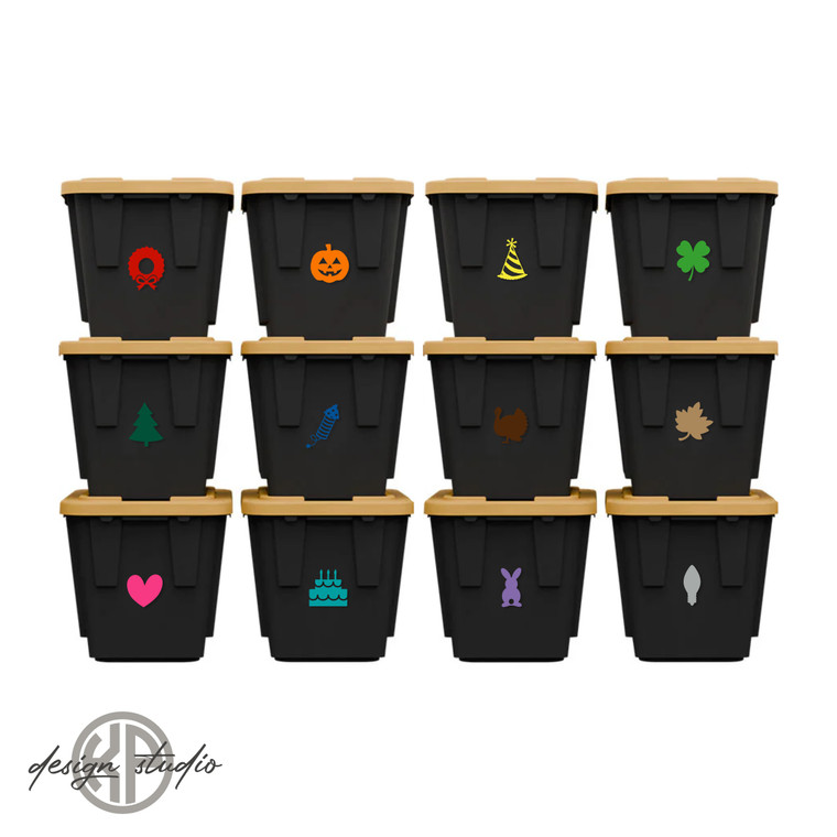 Holiday Storage Bin Decals - V2