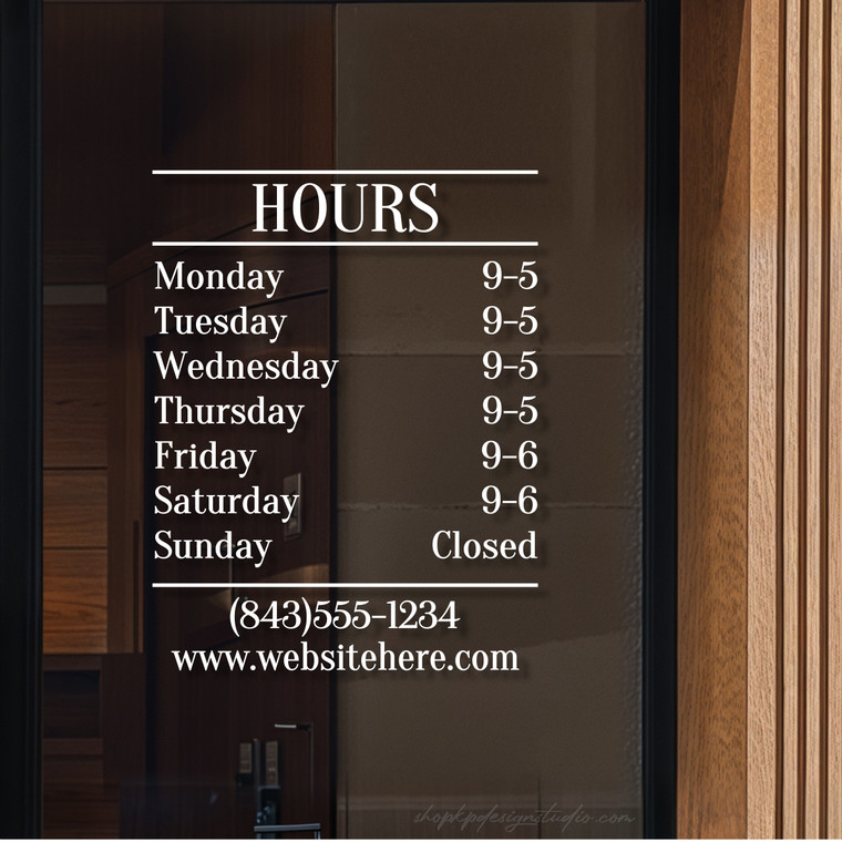 Hours Decal (ORN-FULL)