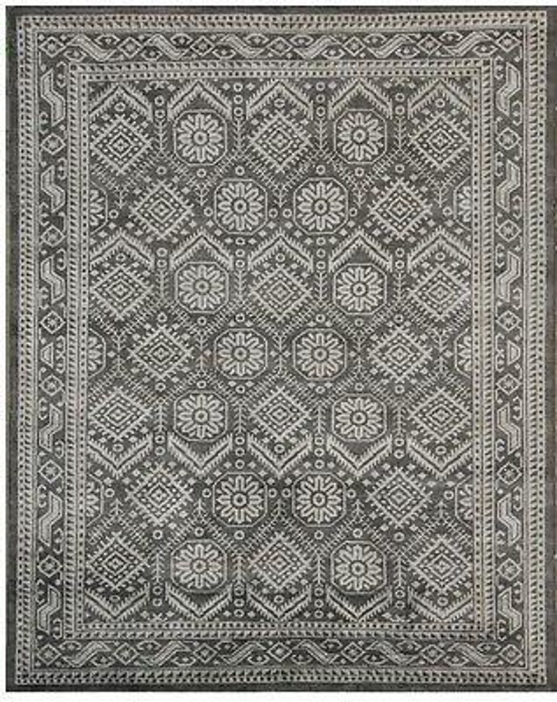 American Navajo Lore Motif Charming Hand Woven 6' x 9' Gray Rug Wool Blend
