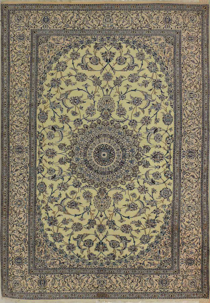 7 x 10 Persian Nain 6 LAA Habbibian Silk Rug signed by master weaver 7 x 10 Persian Nain 6 LAA Habbibian Silk Rug signed by master weaver