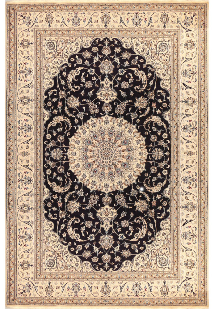 This stunning Persian Nain Rug, made from wool and silk, measures 8'1" x 11'8". The picture shows the entire rug, highlighting its intricate design and exquisite craftsmanship. Add elegance and sophistication to any room with this beautiful piece of art. This stunning Persian Nain Rug, made from wool and silk, measures 8'1" x 11'8". The picture shows the entire rug, highlighting its intricate design and exquisite craftsmanship. Add elegance and sophistication to any room with this beautiful piece of art.