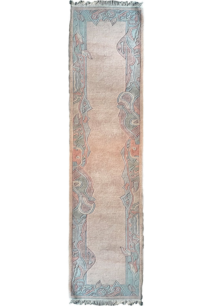 Overall view of the 2'6" x 11'2" Modern Nepali Runner Rug showcasing its contemporary design. Overall view of the 2'6" x 11'2" Modern Nepali Runner Rug showcasing its contemporary design.